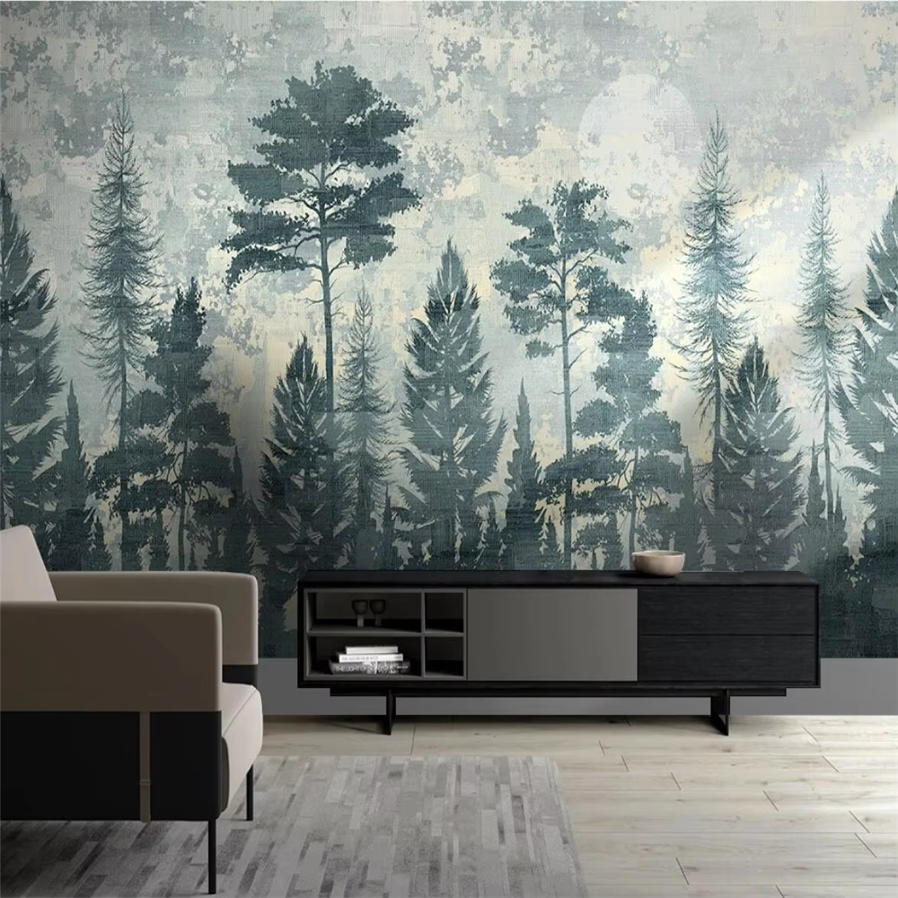 Custom Mural Misty Forest Wall - Tv Home Improvement incelemesi ve fiyatı